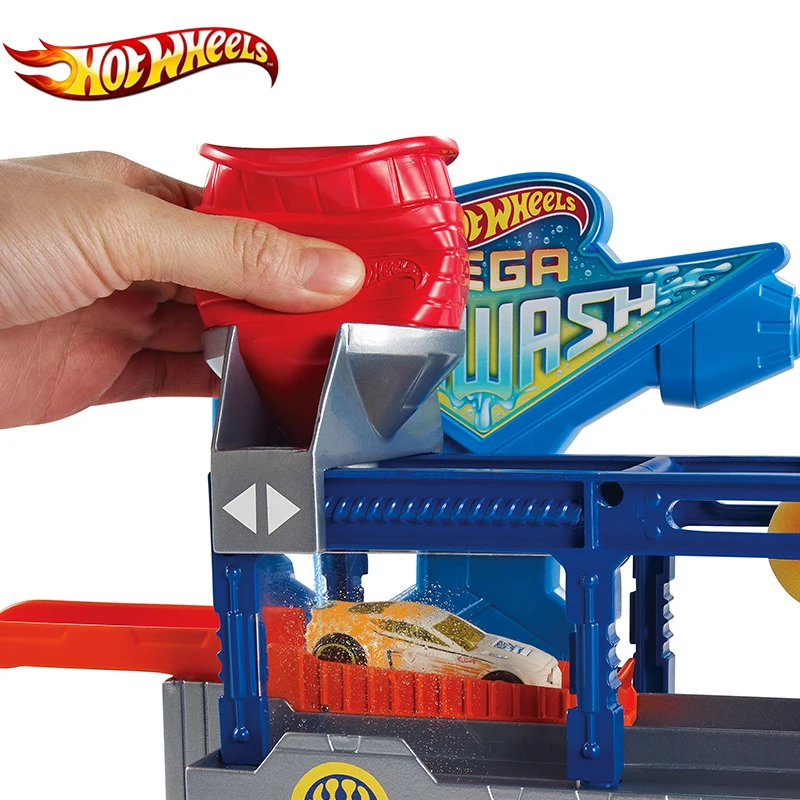 Hot Wheels машинка трек город Мега Автомобильная моечная станция с литья под давлением Цвет Сменные автомобильные Развивающие игрушки для детей подарок FTB66