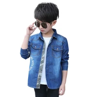 2021 autumn new kids boys denim camouflage shirt teens long sleeve blouses tops jeans top shirts 5 6 7 8 9 10 11 12 13 14 years