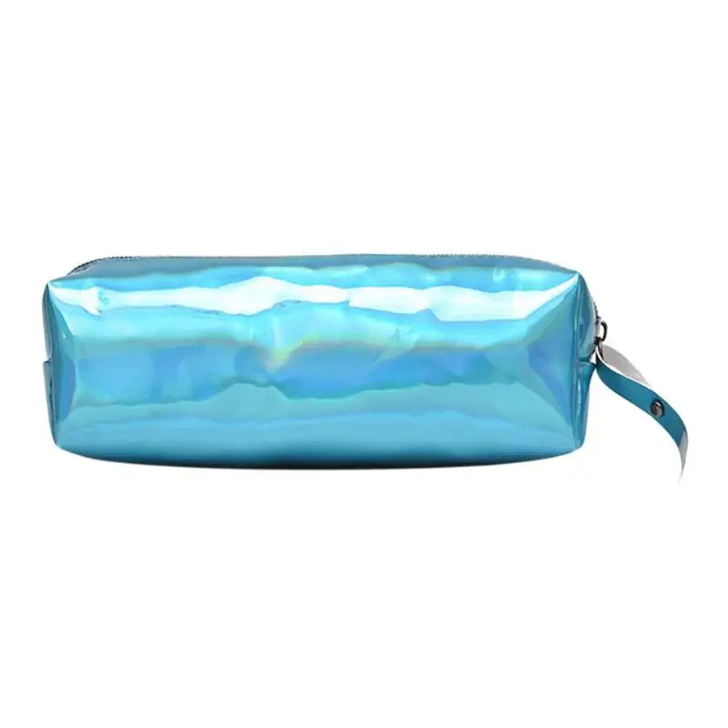 PU Light Blue 190mm Блестящий портативный лазерный голографический Кошелек, Чехол-карандаш, сумочка для макияжа, клатч, держатель, школьные принадлежности - Цвет: PU Light Blue 190mm
