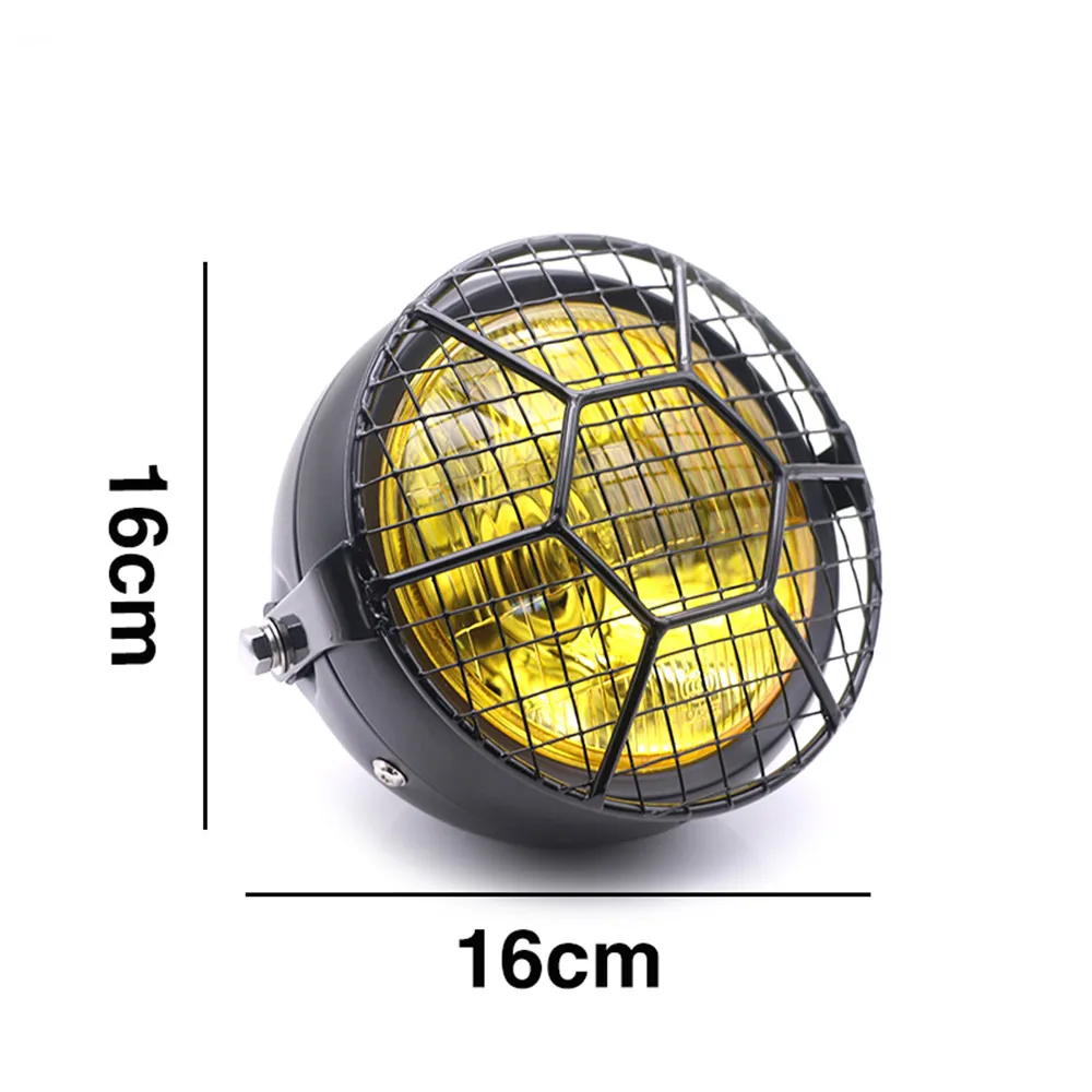 

35W Universal Retro Motorcycle Front Grill Mesh Mask Headlight Cafe Racer Old School Head Lamp with Grill Cover for CG125 GN125