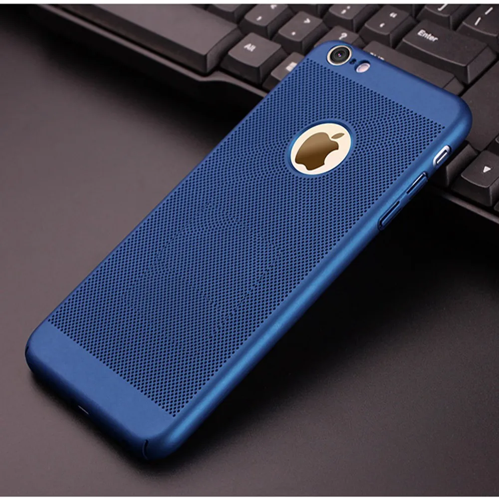 blue phone case Полуобернутый ультра тонкий чехол для телефона для iPhone X 7 6 6S 8 Plus XS MAX XR 5 5S SE PC полый теплоотвод задняя крышка чехол - Цвет: blue phone case