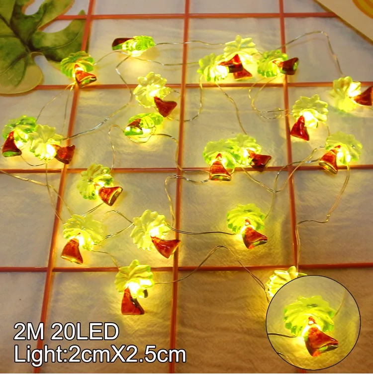 Coconut Tree Light QIFU, мини-светильник из медной проволоки, ананас, Розовый Фламинго, Декор для дома, фламинго, декоративный светильник, тропический Летний пляж, день рождения, гавайский Декор - Цвет: Coconut Tree Light