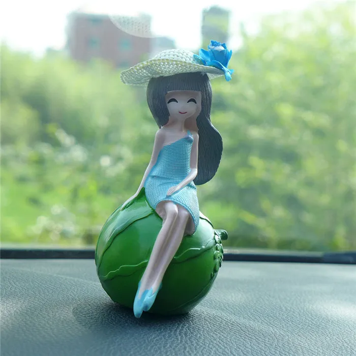 Watermelon Girl Автомобильные украшения милые украшения фрукты из смолы девочка кукла фигурки каваи лимон девушка ремесла авто приборная панель Декор аксессуары Подарки - Название цвета: Watermelon Girl