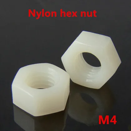 

200pcs M4 Nylon Hex Nut Metric Machine Hexagon Nuts DIN934