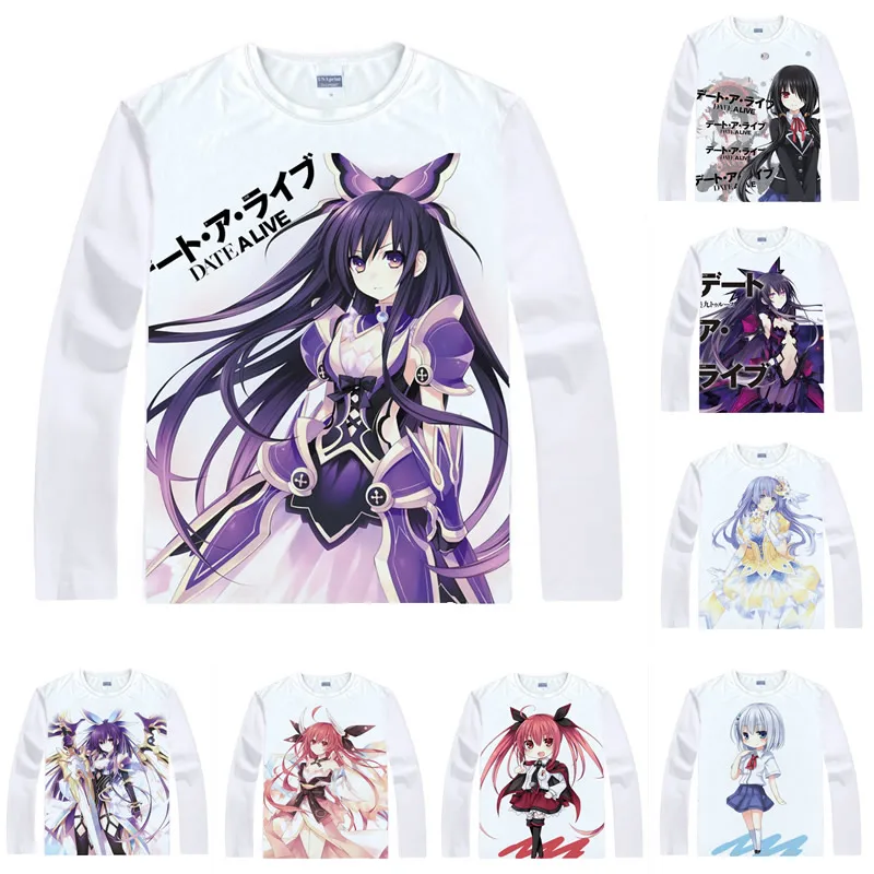 DATE A LIVE футболки для мужчин в стиле хип хоп с длинными рукавами футболка аниме