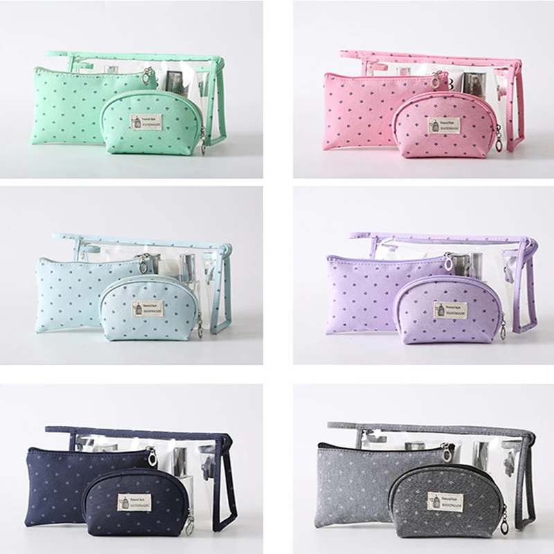 

3 Pcs/set Transparent PVC Cosmetic Bag Makeup Bag Travel Storage Bag Clear Bath Toiletry Wash Bag