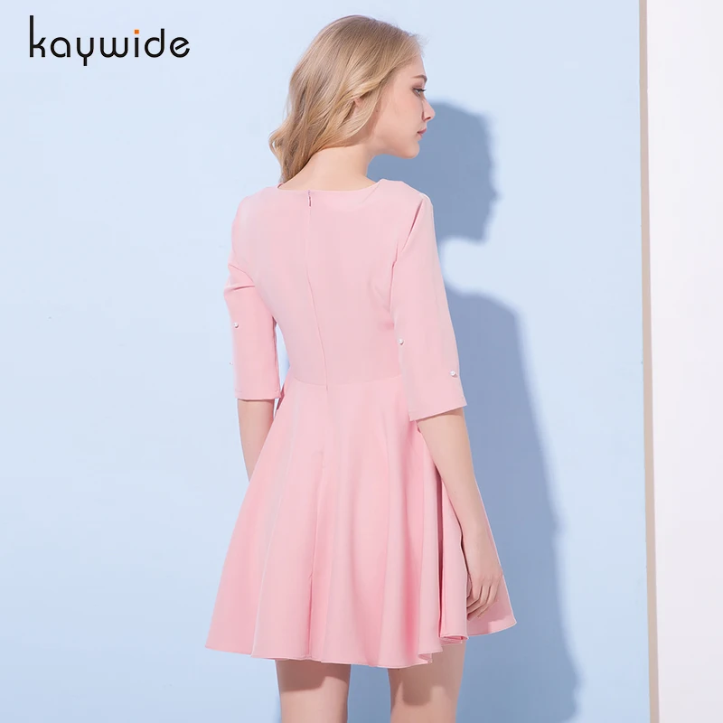 Kaywide 2018 жемчужное платье весна лето женские розовые с круглым вырезом коротким