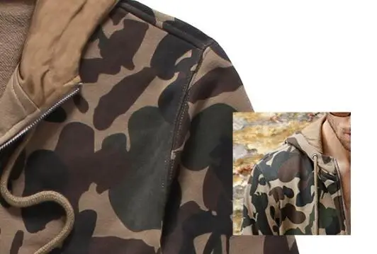 2017 новый высокая лидер green мужская с капюшоном Толстые камуфляж мода Тонкий