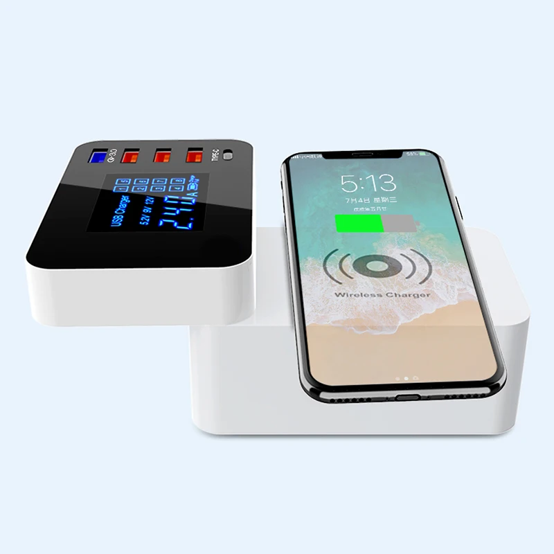 Беспроводное зарядное устройство Quick Charge 3 0 Type C умное USB со светодиодным дисплеем