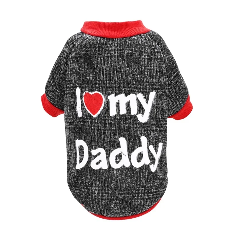daddy Одежда для собак для маленьких собак, кошек, Мопсов, домашний Йоркширский питомец, чихуахуа, одежда осень-зима, одежда для собак, щенков, пальто, теплый костюм для домашних животных, футболка - Цвет: daddy