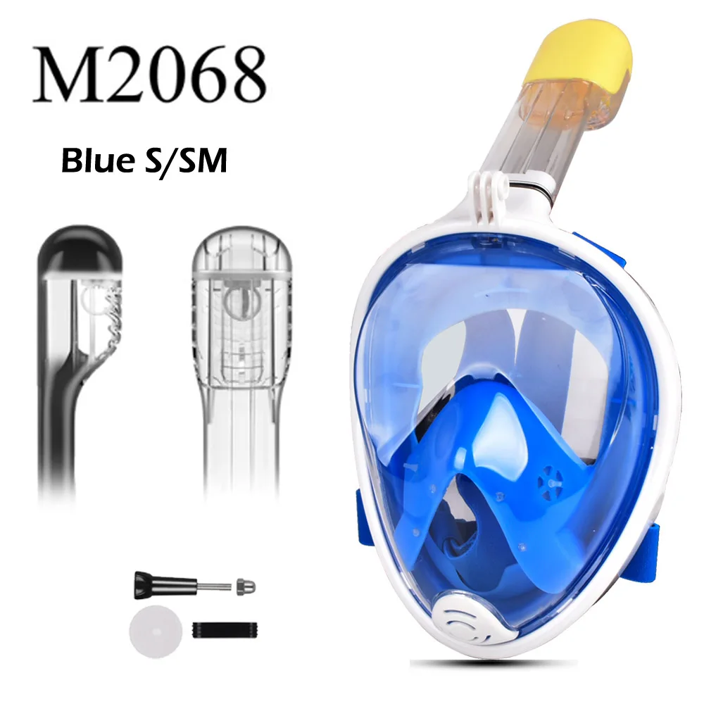 M2068 Blue SM Новая Smaco маска для подводного плавания с полным лицом, набор для подводного плавания, тренировочная маска для подводного плавания Mergulho, маска для подводного плавания для камеры Gopro - Цвет: M2068 Blue SM