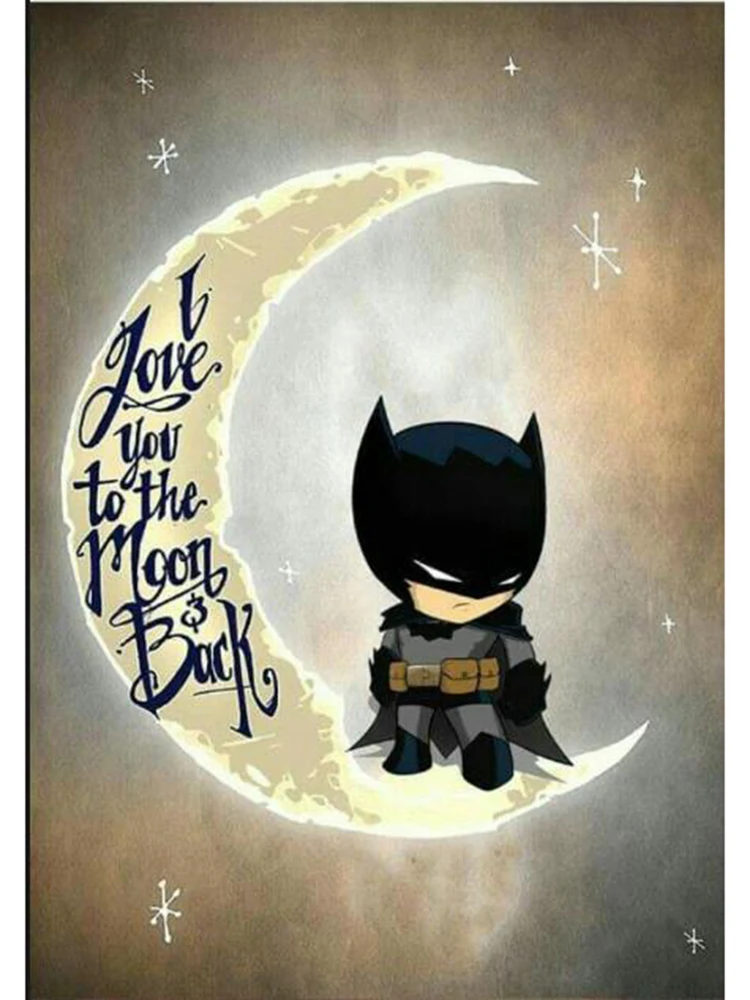 «I love you to moon» 5D DIY Алмазная картина Бэтмен Полный Круглый квадратный алмаз вышивка крестиком настенная живопись подарок LG2918