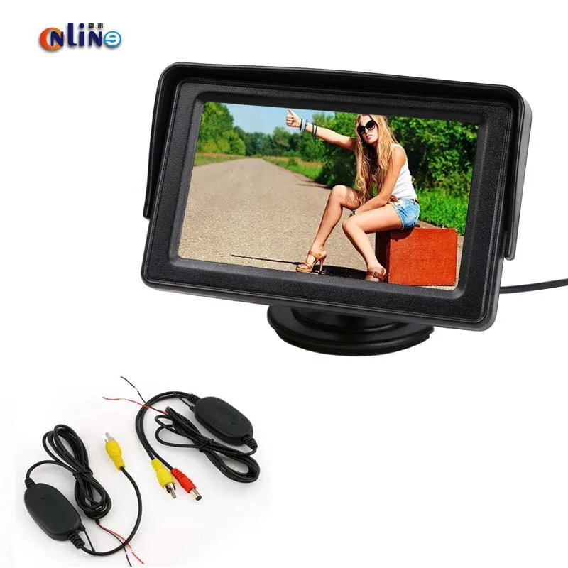Автомобиль HD ЖК-дисплей зеркало Мониторы с 2.4 ГГц Беспроводной видео передатчик и