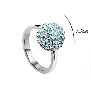 free shipping!2015 NEW top quality vogue Crystal round Ring women costume jewelry Aquamarine colour 6072-1 | Украшения и