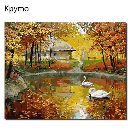 VA-0276 Kpymo DIY PBN Arcylic живопись по номерам осень на холсте в рамке настенные картины искусство для гостиной украшение дома VA-0344 - Цвет: VA-0276