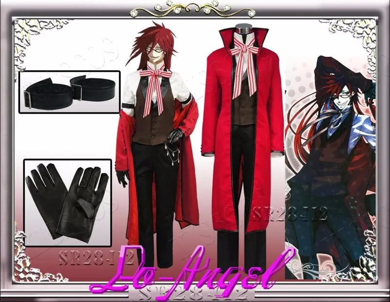 Black Butler 2 Grell Sutcliff Kuroshitsuji Red Death Косплей Костюм для вечеринки на Хэллоуин Индивидуальный размер