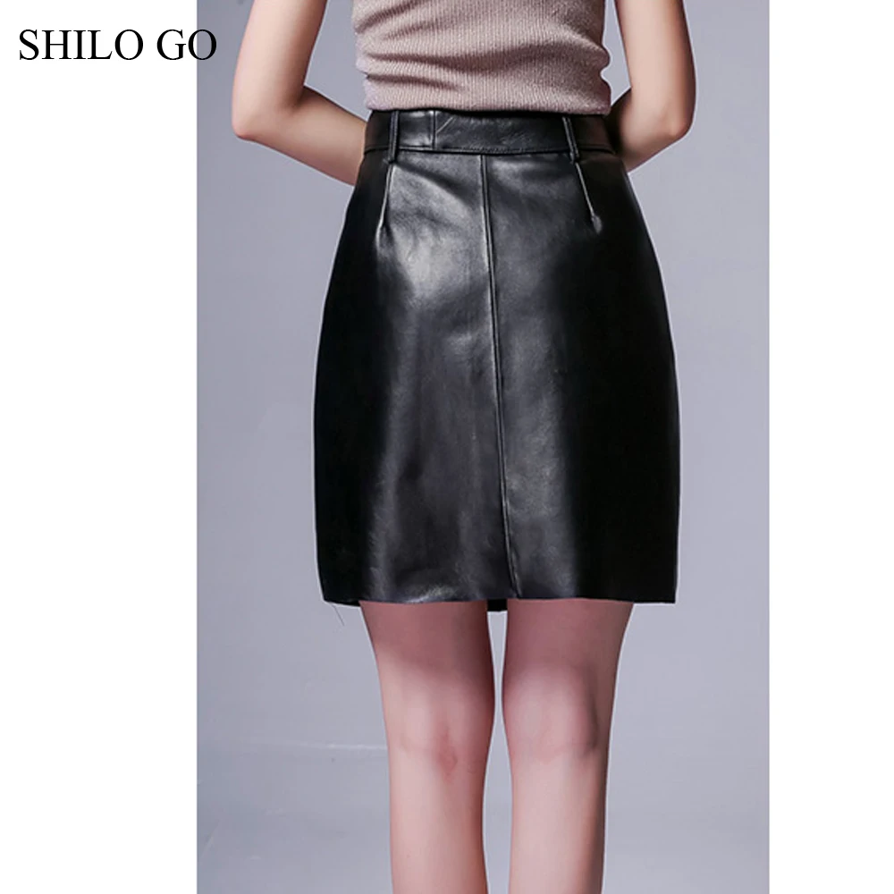 Кожаная юбка SHILO GO осенняя модная из натуральной овчины с металлическими