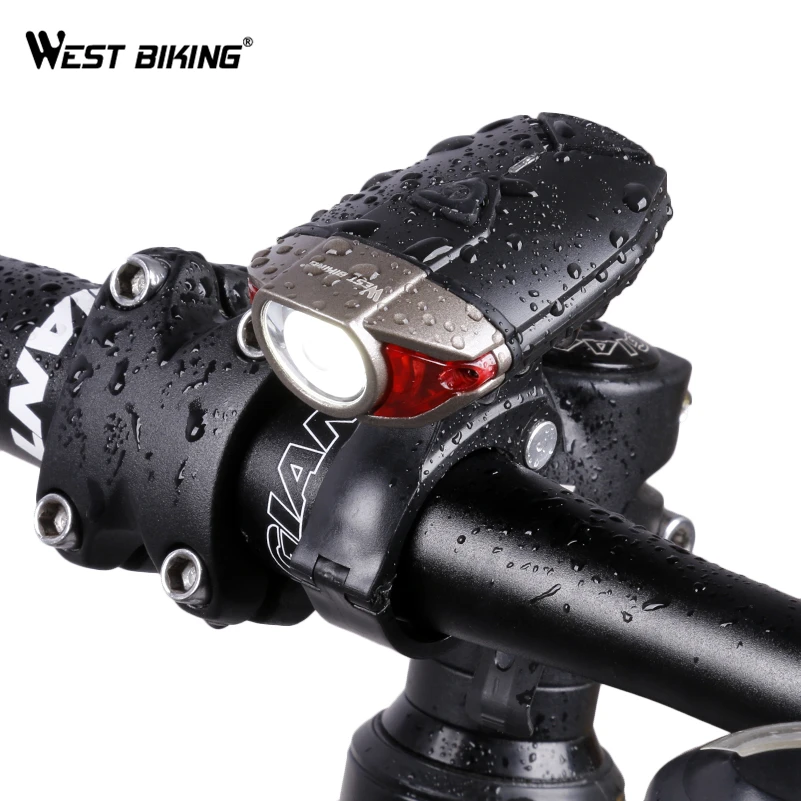 WEST BIKING USB Перезаряжаемые Водонепроницаемый IP45 велосипеда светлый светодиод передний велосипедный легкий безопасный дорожный велосипедный руль нашлемный свет