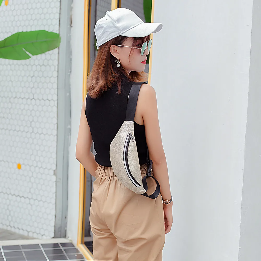 Поясная сумка Женская поясная роскошные модные сумки для девушек блестящая