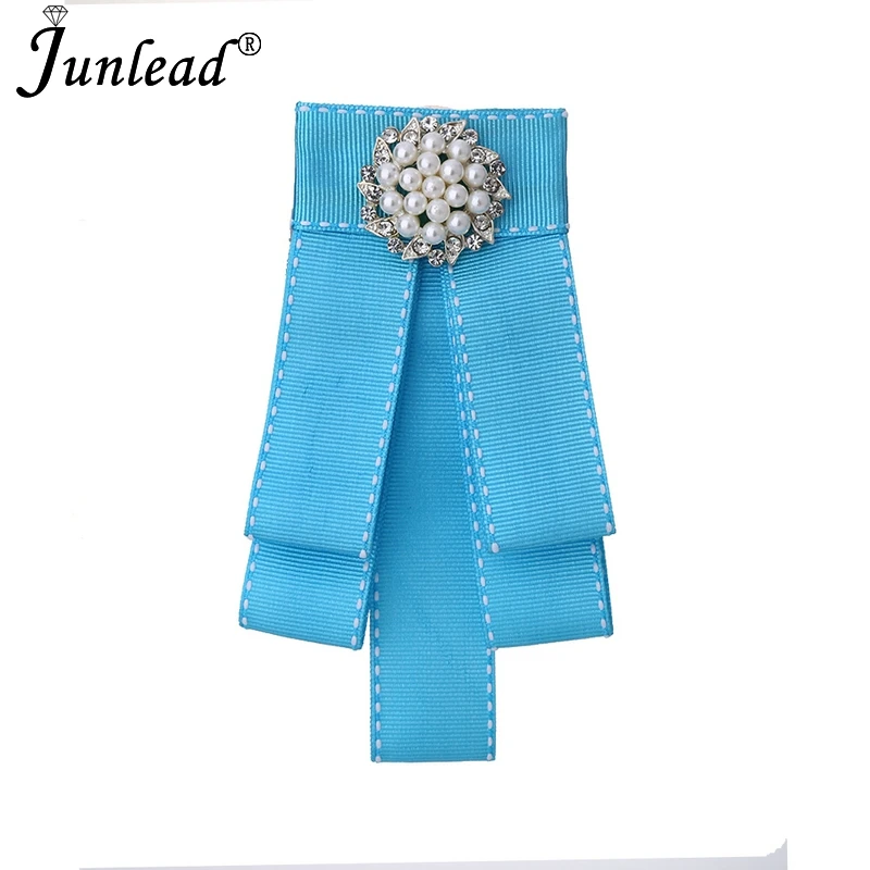 Junlead Charm Simulated Pearl Buckle Bowknot Statement Tie Broch Jewelry Cloth Corsage Bow Brooch pins for Women dresses Shirts | Украшения