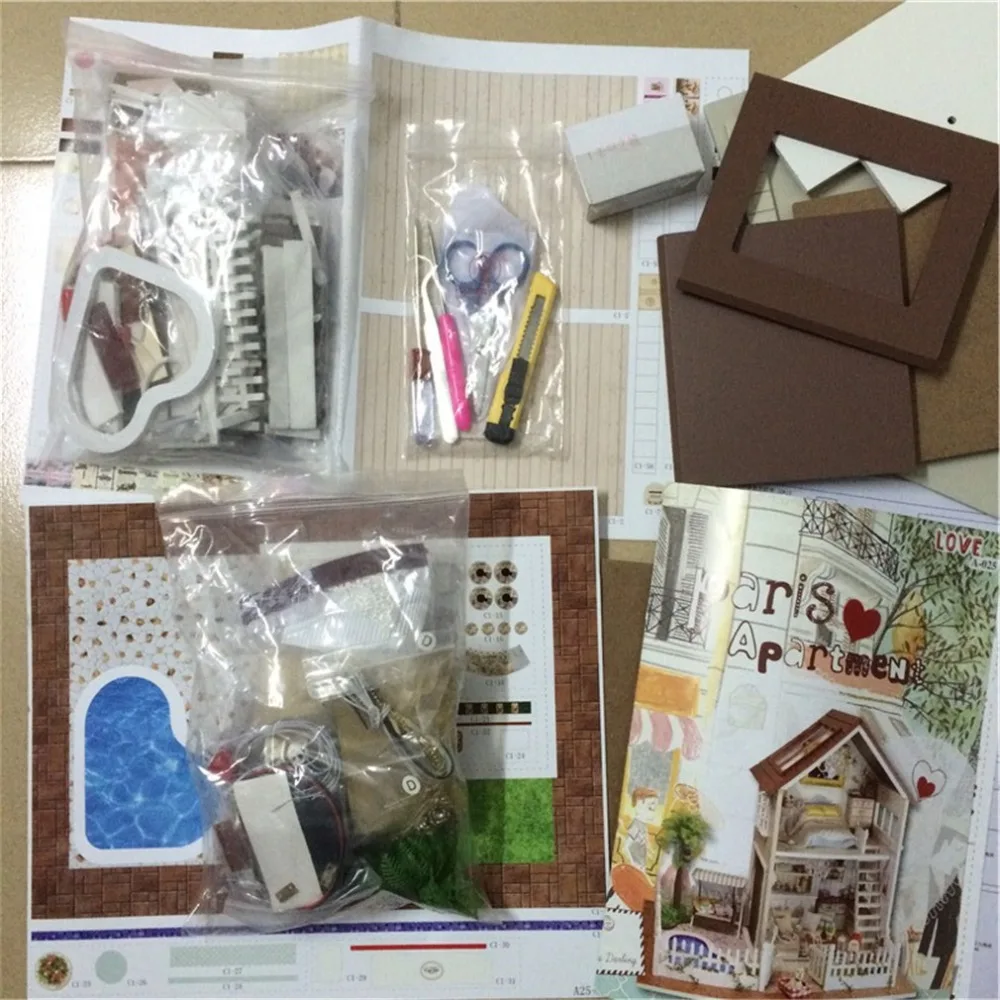 Сборный набор миниатюрных моделей сделай сам деревянный кукольный дом с вилкой в