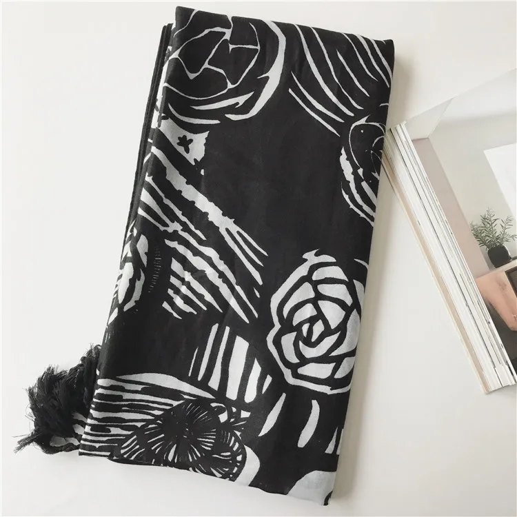 2017 модный Омбре розовый принт женский шарф с кисточками Хлопок Длинный Цветочный