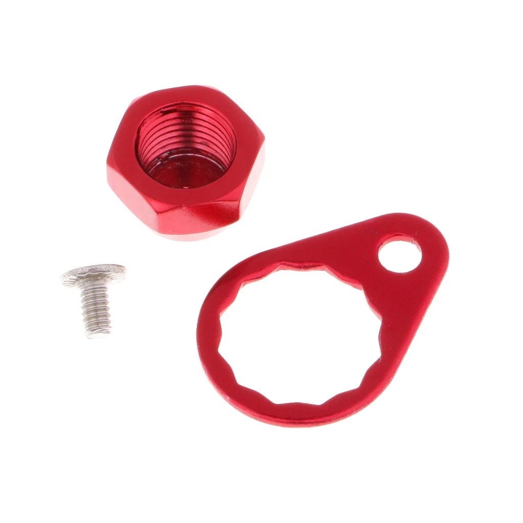Anti-rust Fishing Reel Left/Right Handle Locking Plate Screws M8 Nuts Caps Repair Parts for Baitcasting Reels - Color: Red - Left Hand