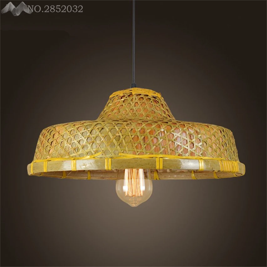 JW Юго-Восточная азиатская соломенная шляпа ручной работы Подвесная лампа для