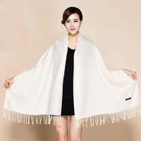 solid white 100 soft womens new large fashion fine tassels cashmere pashima thick long shawl scarfs wrap warm 112001