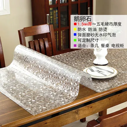 1.5mm Thick PASAYIONE Настольный коврик прозрачный ПВХ стекло скатерти прямоугольные водонепроницаемые маслостойкие хрустальные пластины мягкое стекло для столов - Цвет: 1.5mm Thick