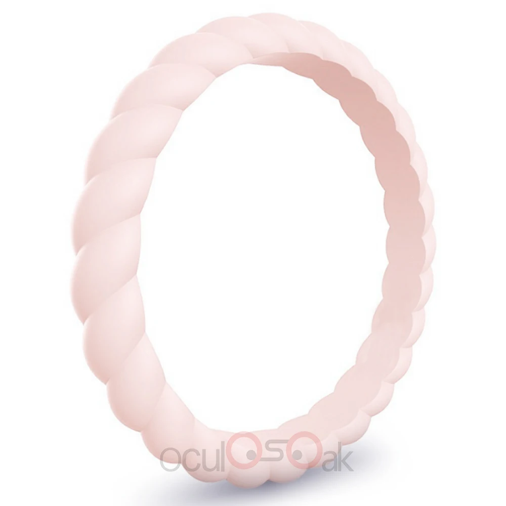 Light pink Модное 3 мм тонкое плетеное силиконовое кольцо для женщин обручальные кольца спортивные гипоаллергенные Кроссфит гибкое Тканое резиновое кольцо на палец - Цвет основного камня: Light pink