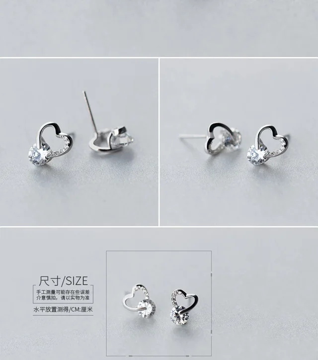 Trusta 925 пробы Серебряные ювелирные изделия Модные милые миниатюрные 9 мм X 10 мм полые CZ серьги в виде сердца, подарок для девочек Дети Леди DS545