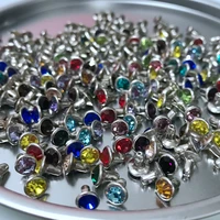 100pcs 6mm mixed color cz crystals rhinestone rivets silver nailhead colorful crystal studs rivets diy shipping free