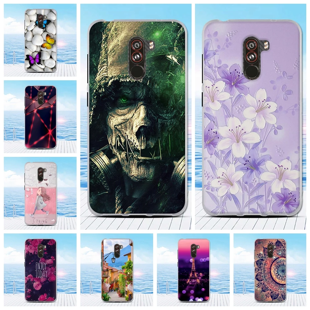 For Xiaomi Pocophone F1 Thin Silicone Building Print Case Poco Protective Cover Shell TPU Back | Мобильные телефоны и