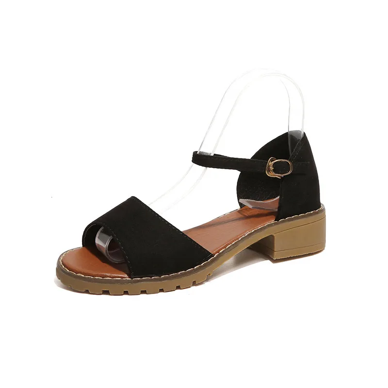 19SS/Новинка летние женские босоножки из говяжьей кожи на низком каблуке с