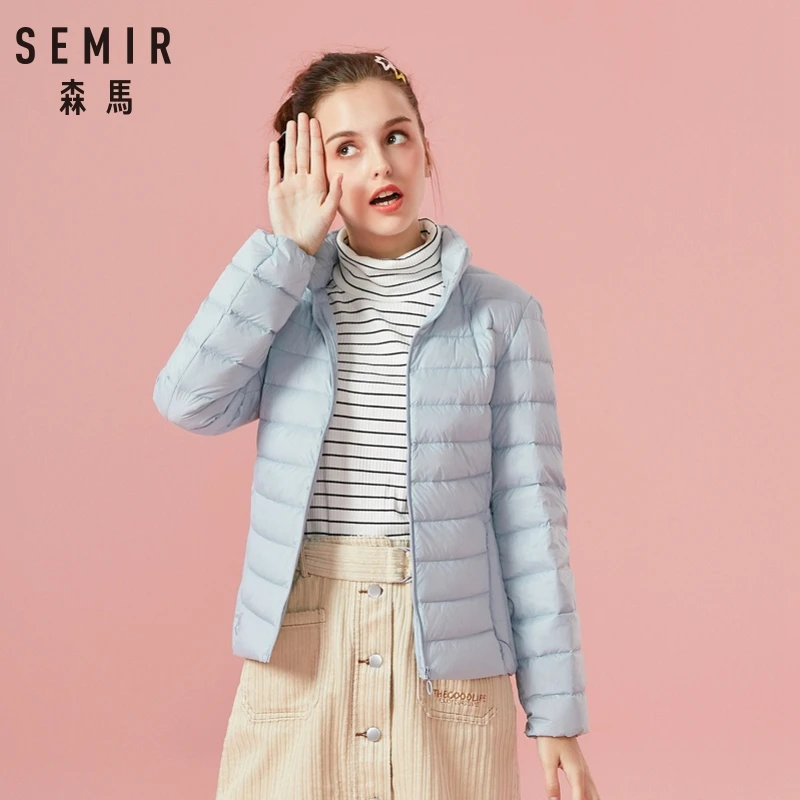 SEMIR зимняя куртка, Женская хлопковая короткая куртка, новинка, пуховик с капюшоном, теплое осеннее приталенное пальто, женские повседневные топы