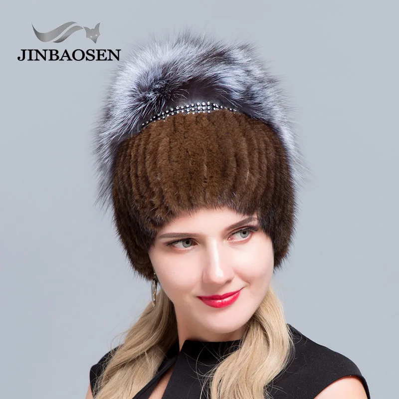 JINBAOSEN/Лидер продаж русская меховая шапка Оттер с лисой в сочетании мехом модная