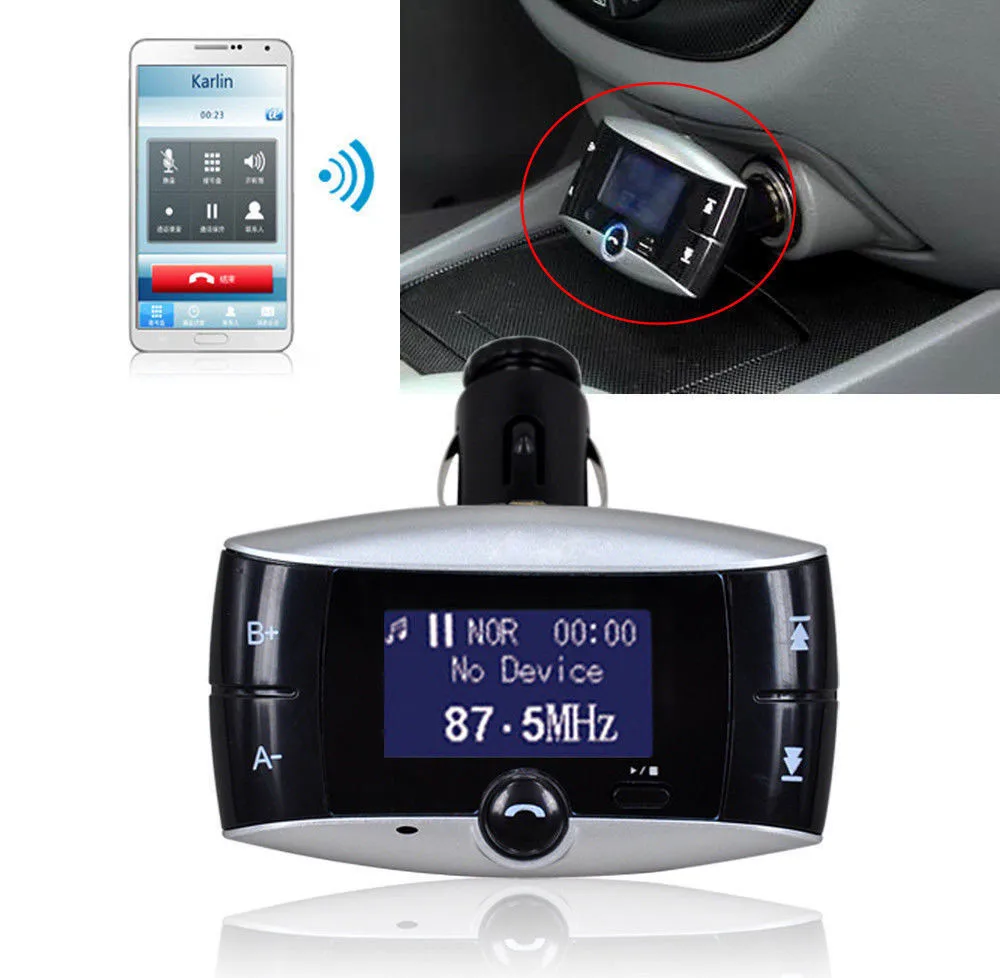 Новое поступление Bluetooth lcd автомобильный комплект MP3-плеер Handsfree музыка fm-передатчик модулятор с SD MMC USB MMC+ пульт дистанционного управления+ зарядное устройство
