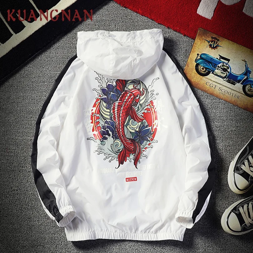 KUANGNAN японская тонкая мужская летняя куртка с капюшоном Солнцезащитная одежда 2019