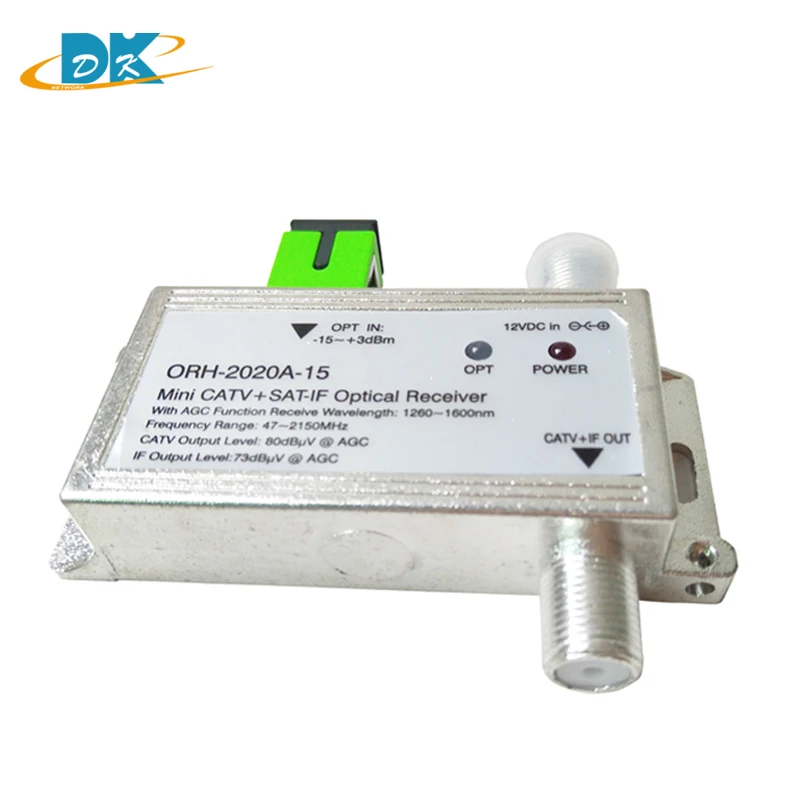 FTTH optical receiver ORH-2020A with AGC 1260-1660nm 47-2150MHz MINI CATV + SAT-IF Optical receiver apc surge protector