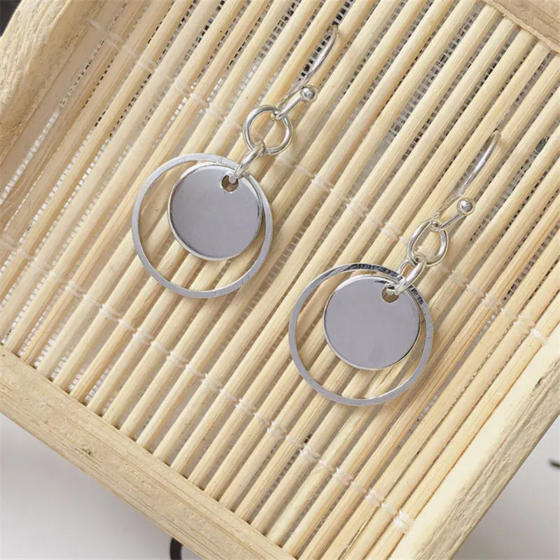 Новые простые Стильные корейские модные большие круглые серебряные золотые