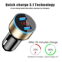 50 pcs wholesale universal dual usb car charger adapter 3 1a with led display auto vehicle phone car charger for phonetablet