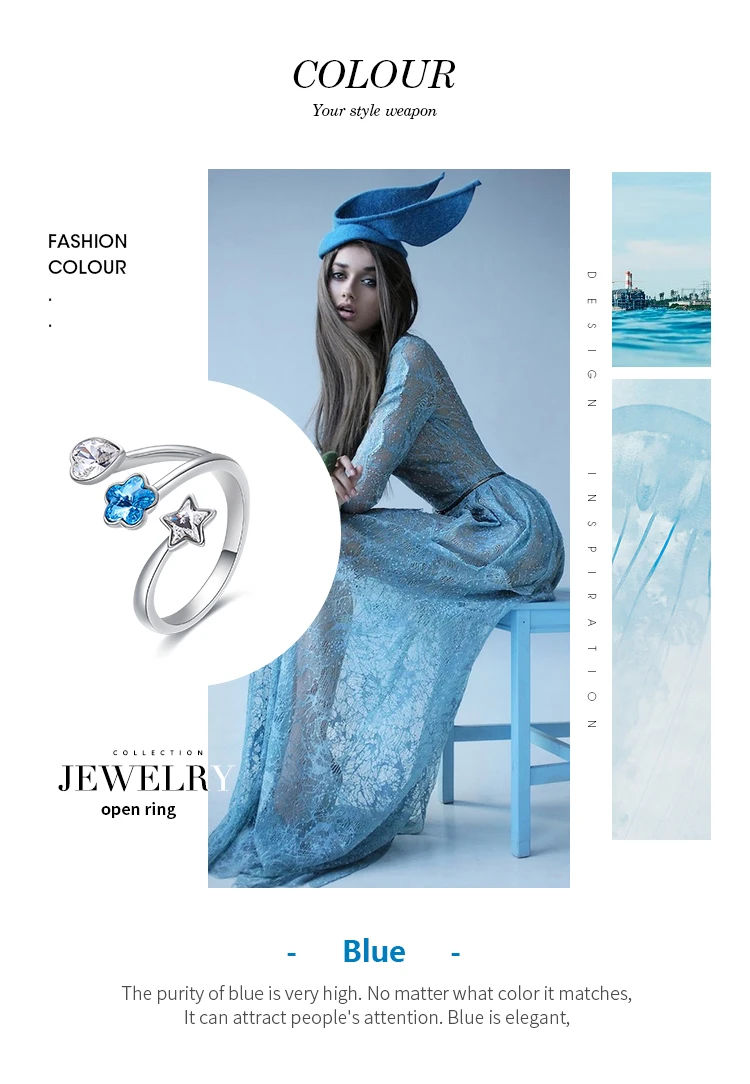 CDE женские кольца украшенные кристаллами от Swarovski сердце цветок звезды регулируемые обрачальные кольца, Помолвка Ювелирные изделия Ringen