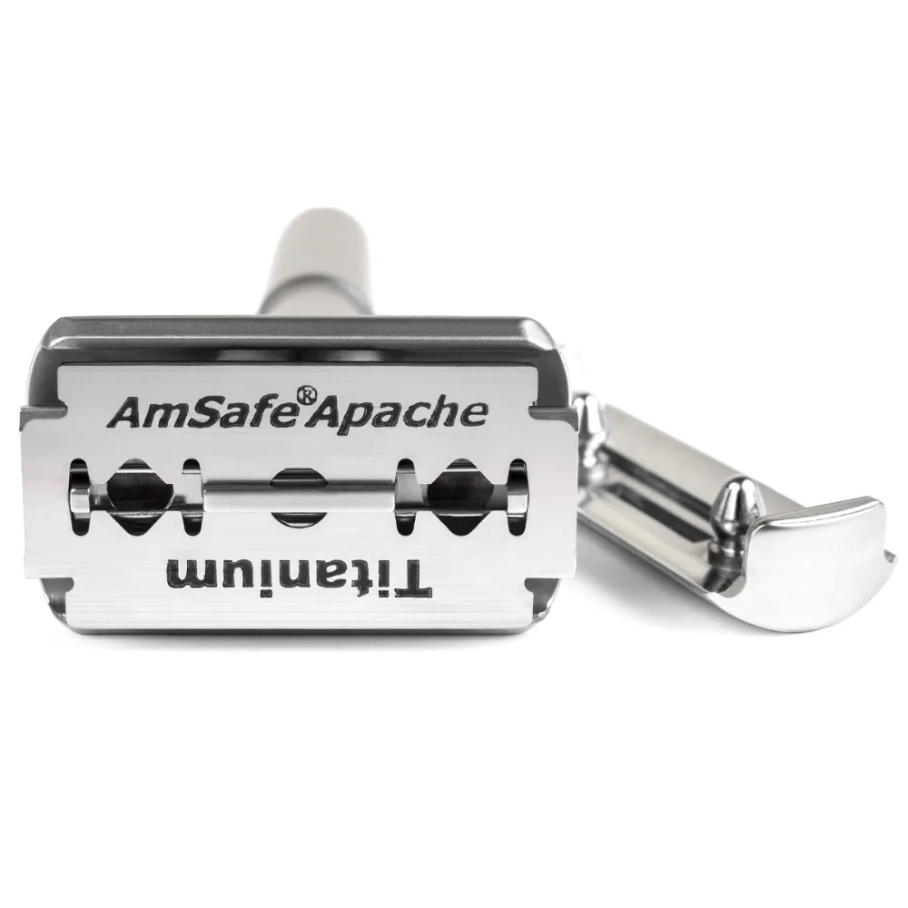 Apache двухстороннее безопасное бритвенное лезвие, классическое безопасное бритвенное лезвие, прямое титановое лезвие, Сделано в США, 100 шт