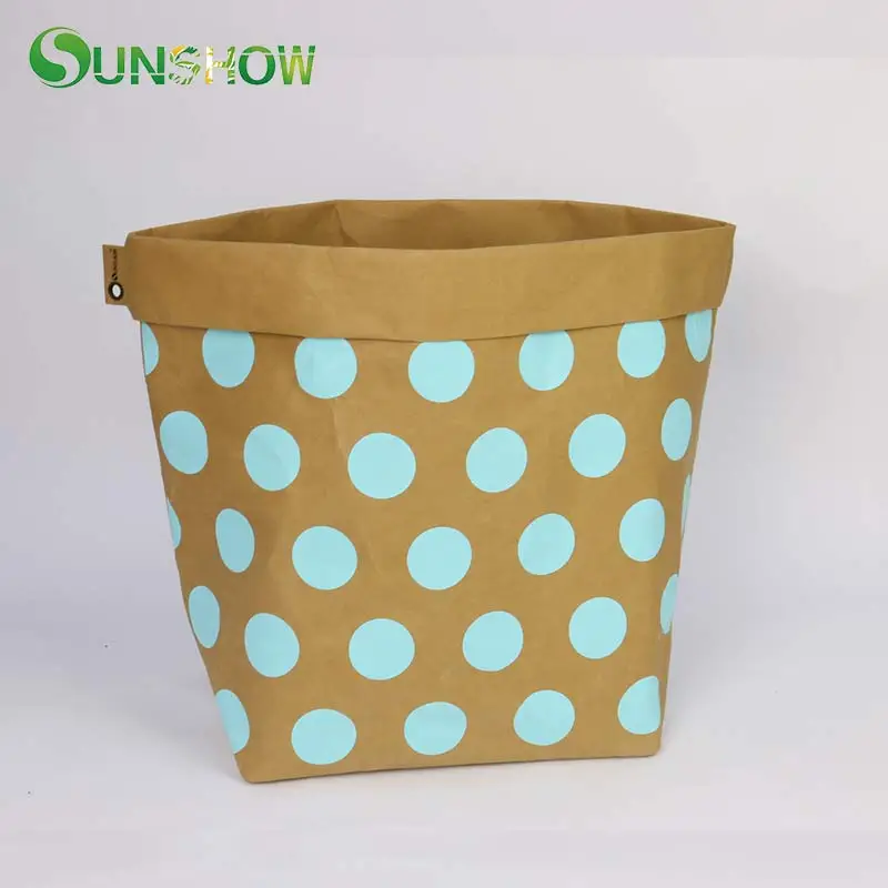 Сумка для хранения из крафт-бумаги водонепроницаемая вместительная корзина