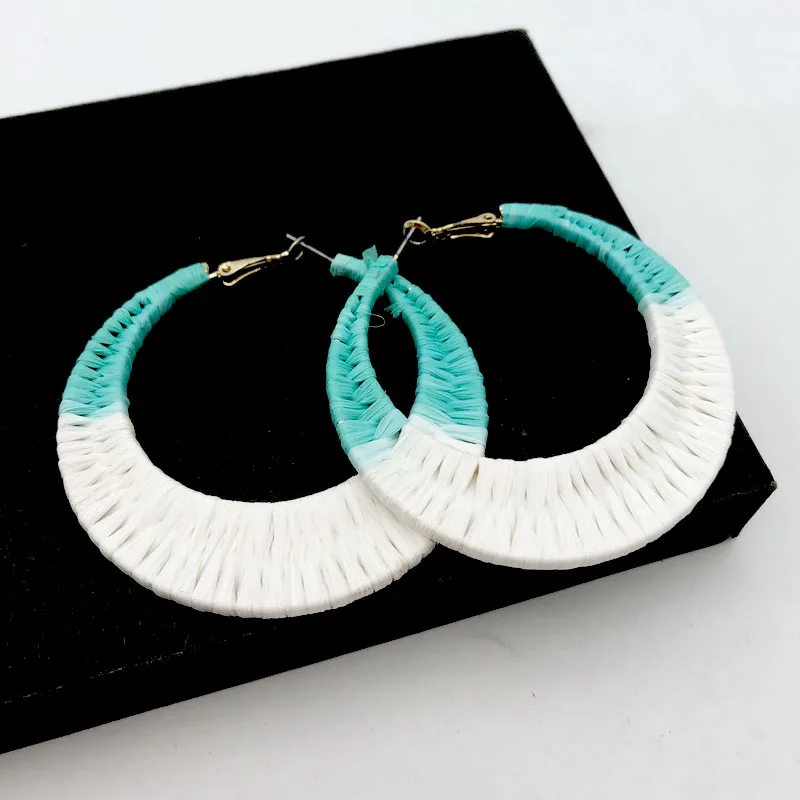 F.J4Z брендовые дизайнерские серьги ручной работы из рафии красочные плетеные