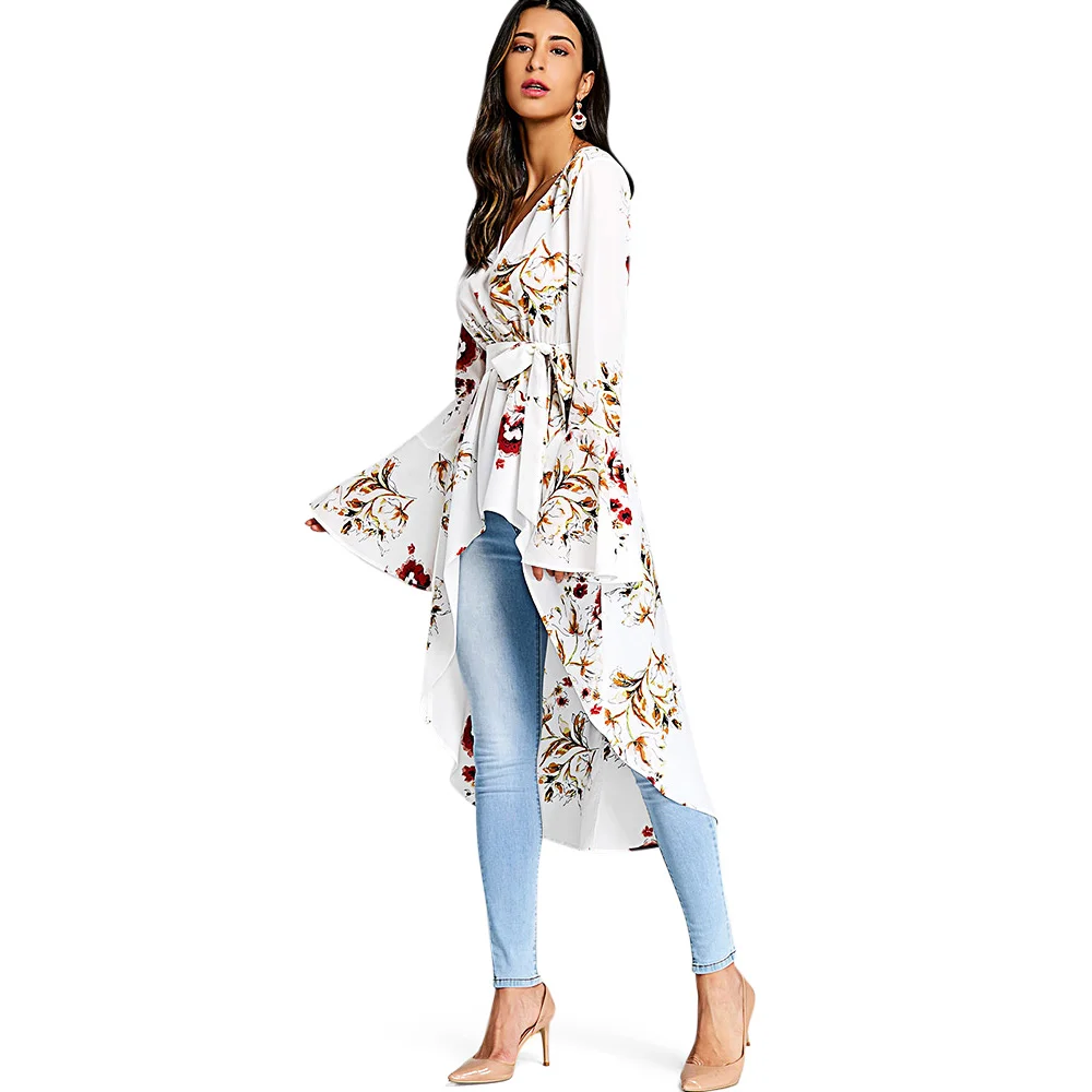 Женская блузка с длинным рукавом VESTLINDA Повседневная Блузка глубоким вырезом и