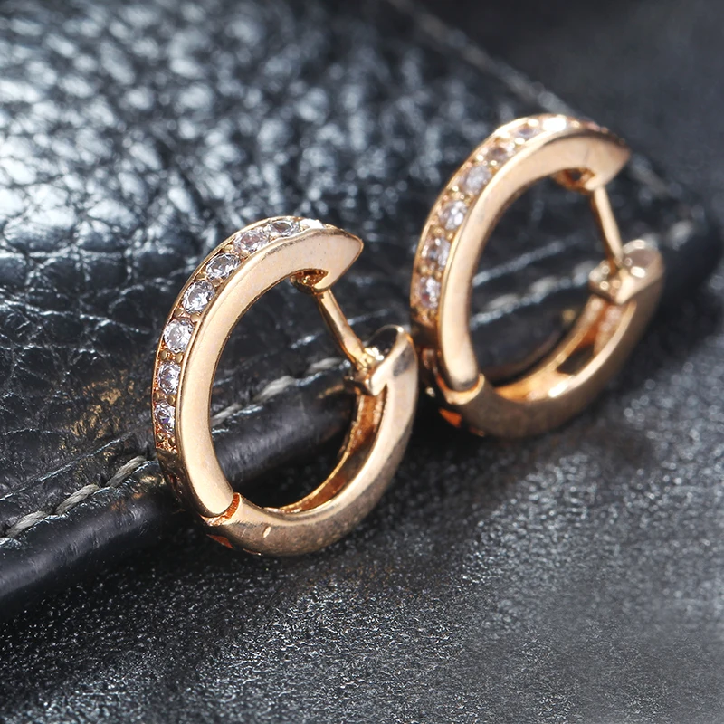 Розовый круг цвет золотой серьги кольца для женщин кубический цирконий CC