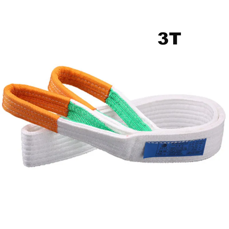 3T Белый Плоский подъемный ремень промышленный высокопрочный грузовой ленточный