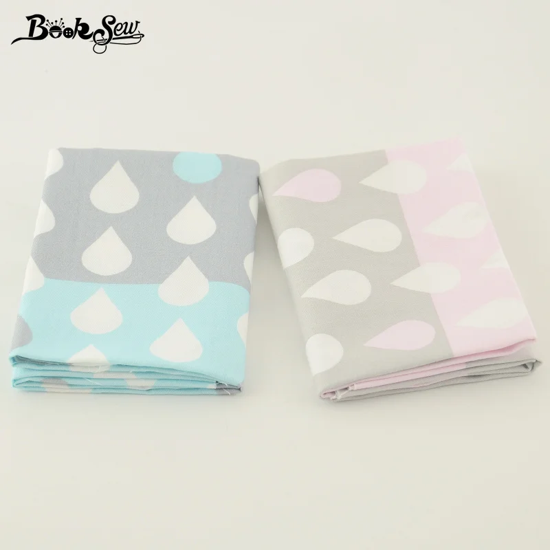 Booksew New 2PCS/Lot 50X100CM Raindrop Design Cotton Twill Fabric Quilting Tecido For Cushion/Patchwork/Bedding/Baby/Dolls|fabric quilt|cotton twill
